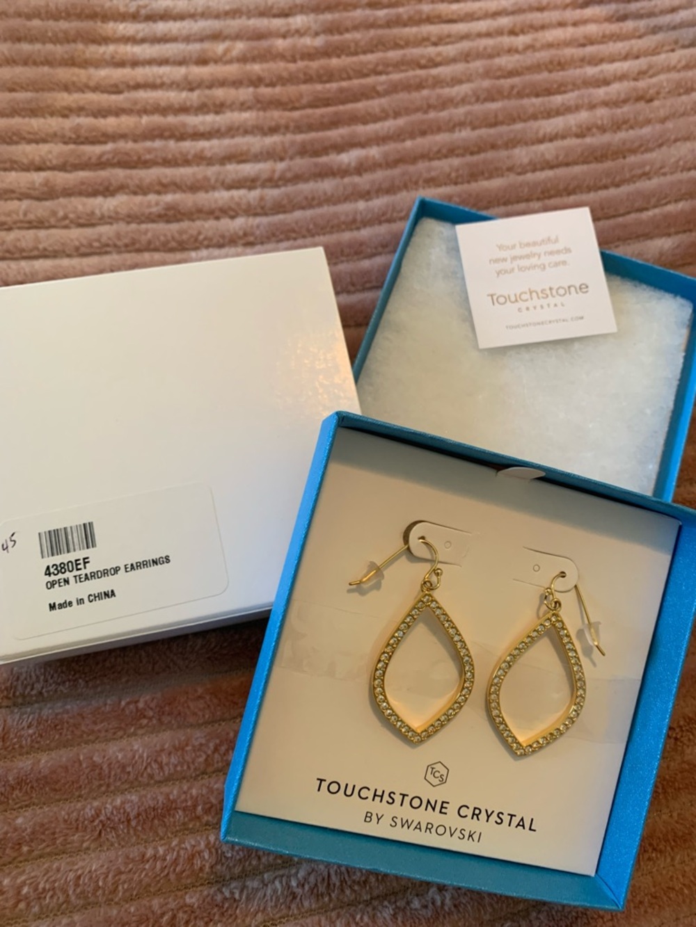 Touchstone Crystal Gold Open Teardrop Pavé Earrings